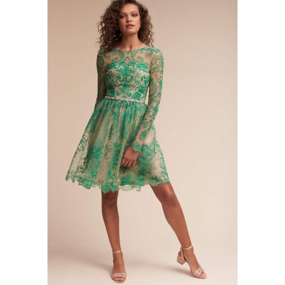 ANTHROPOLOGIE Emerald Green Lace Dress